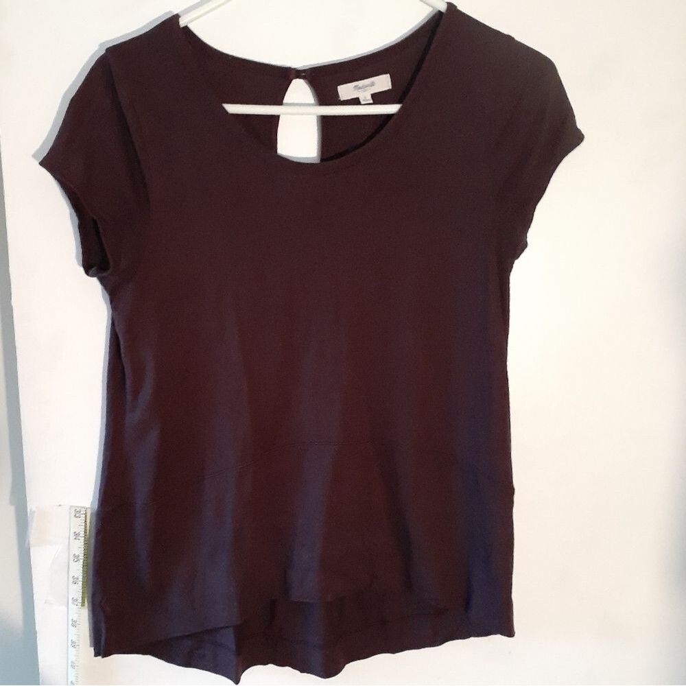 Madewell top shirt blouse s small summer modal cotton top maroon red knit top